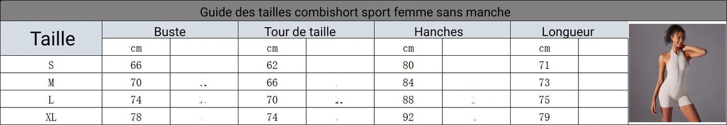 Combishort Sport Femme - Sans Manche Gainant & Dos Nu