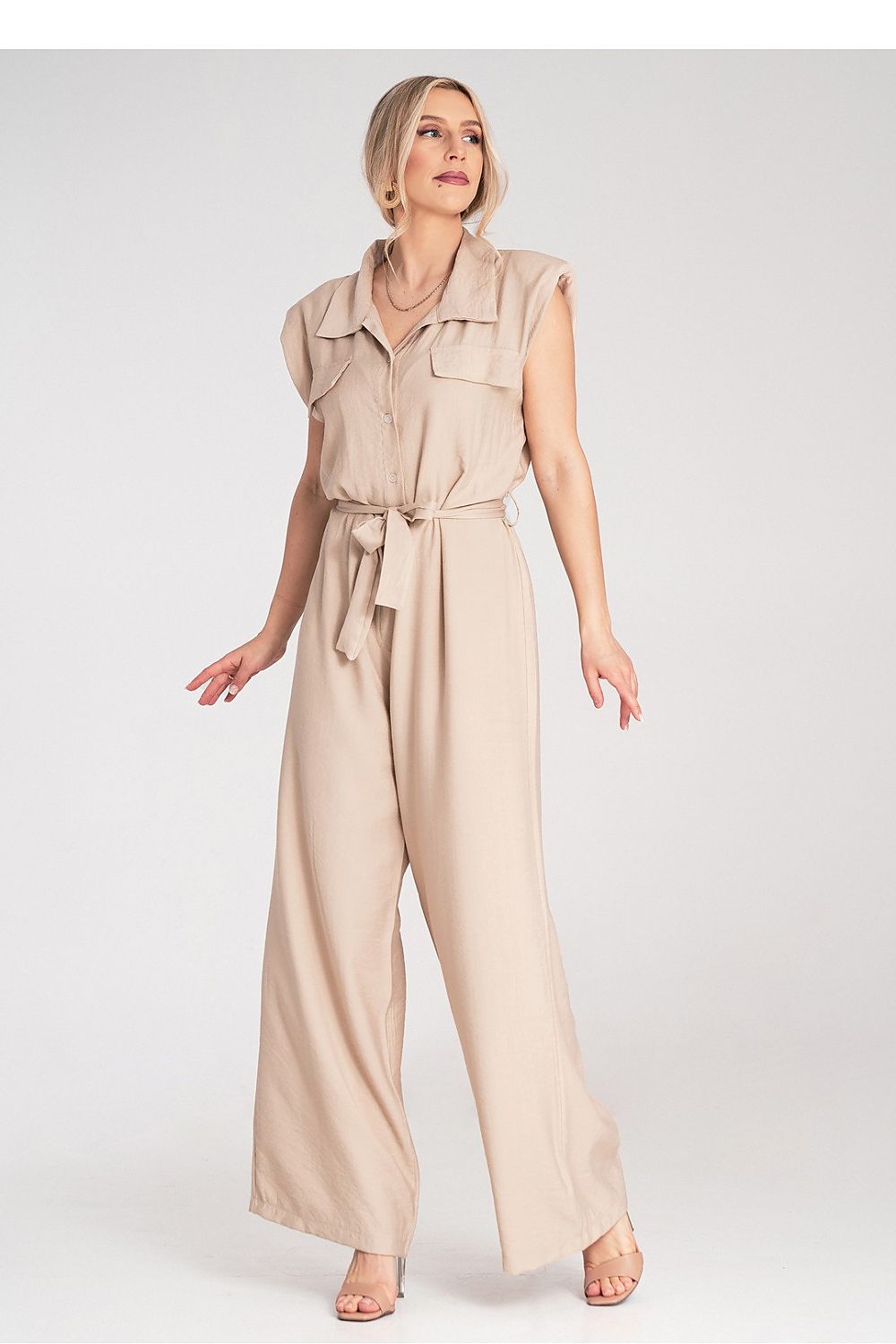 Combinaison femme beige Matignon coupe fluide détail