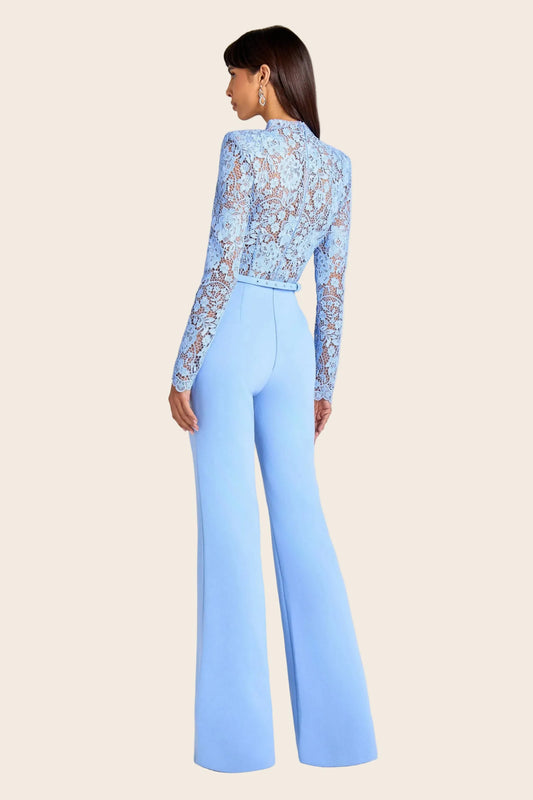 combinaison pantalon dentelle bleu Saint-Germain femme vue arriere silhouette allongee