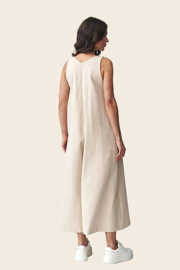 Combinaison oversize beige femme vue dos coupe fluide – La Flâneuse