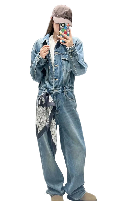 Combinaison Femme Jean - Bleu Délavé L’Allure Workwear Chic