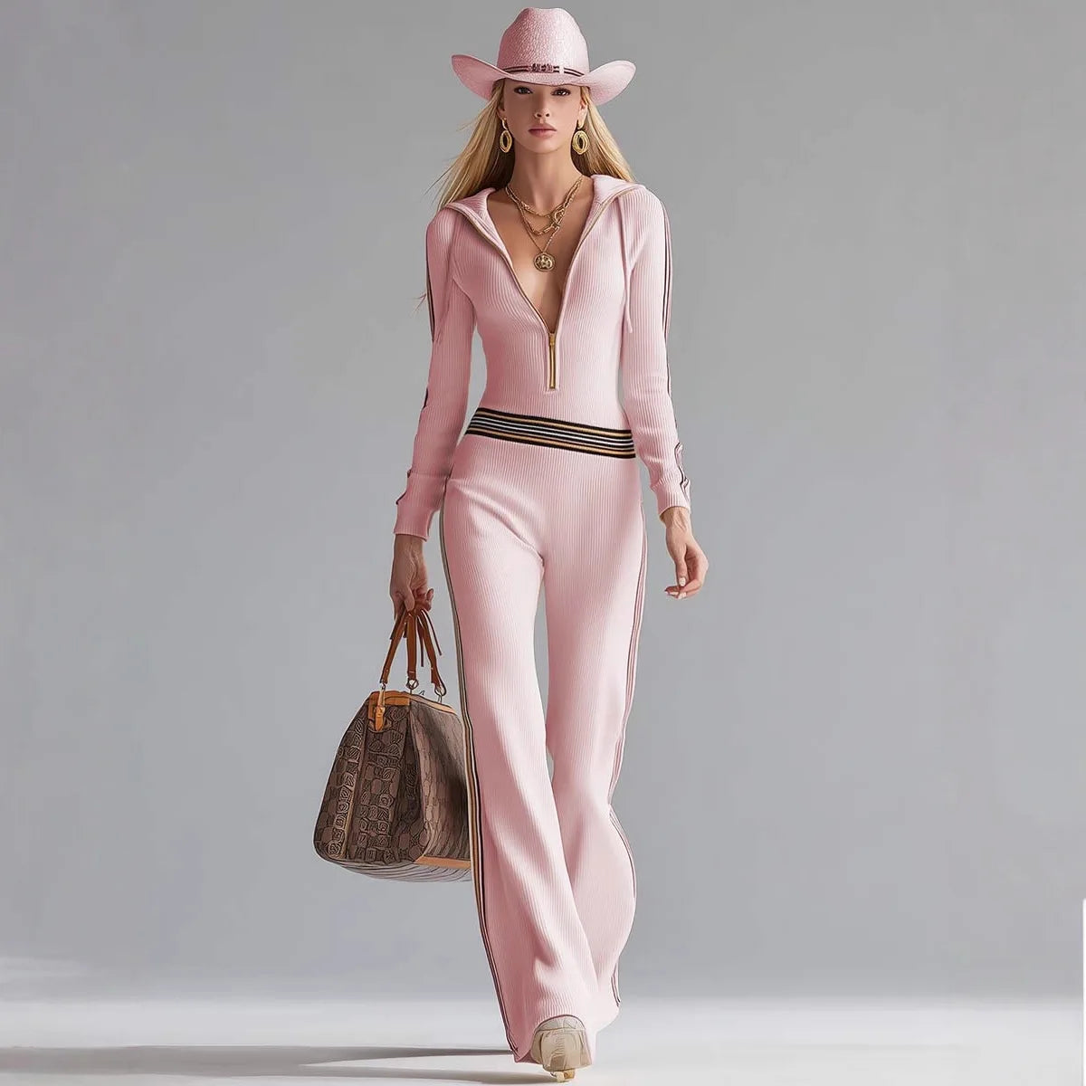 combinaison a capuche femme la grenelle rose tenue sport chic