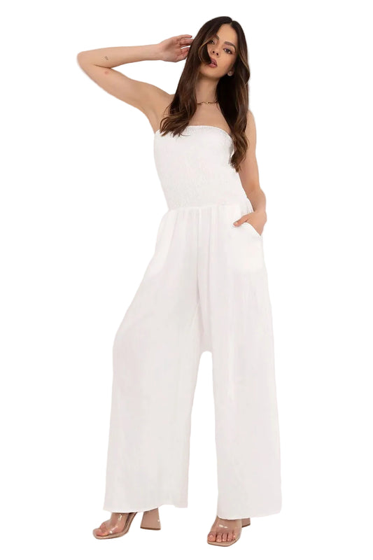 combinaison bandeau femme blanc la boetie pantalon large fluide