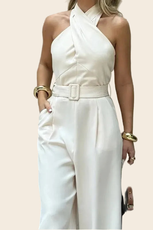 combinaison blanche dos nu La Montpensier detail buste croise