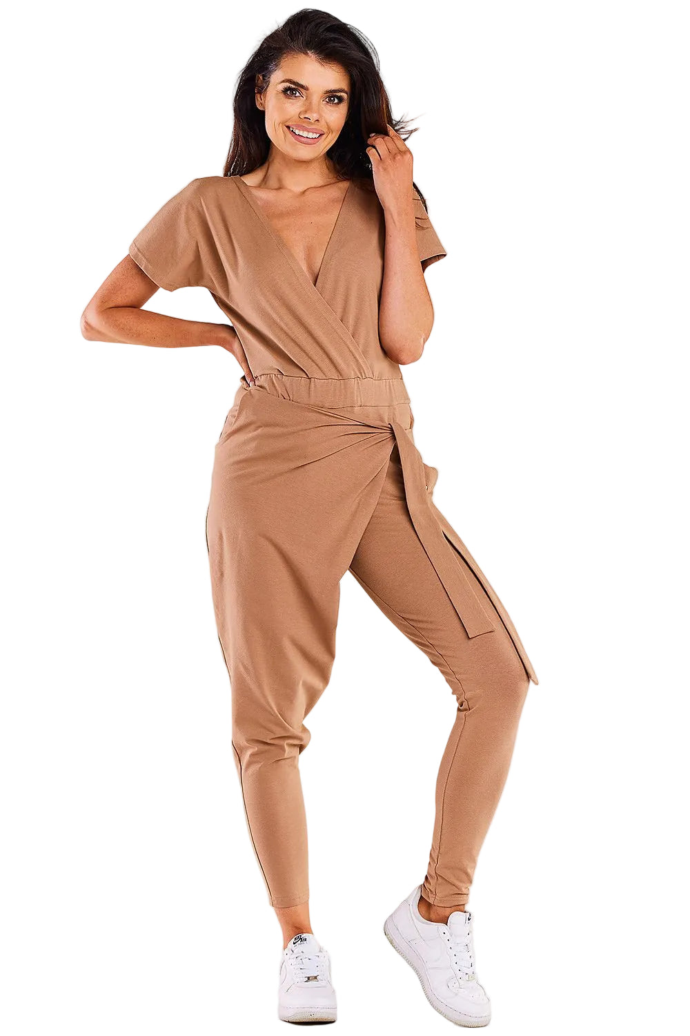combinaison cache coeur femme camel Cambronne chic