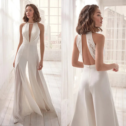 Combinaison blanche chic tenue de cérémonie lumineuse idéale pour un mariage civil ou un cocktail estival.