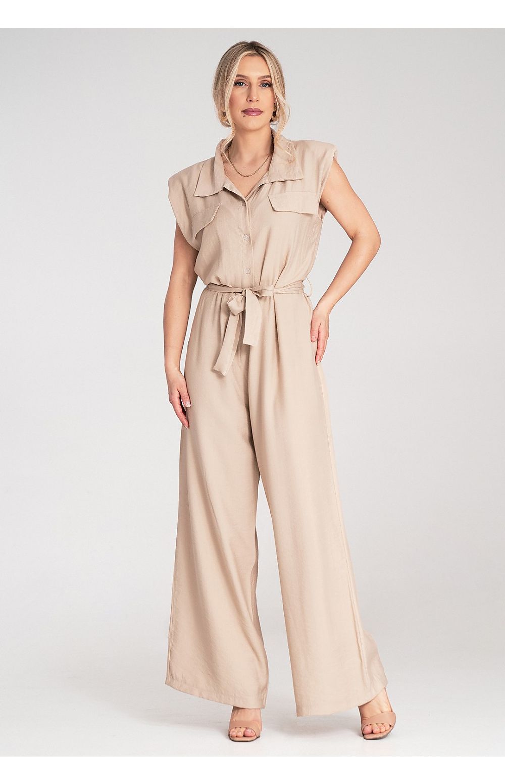 Combinaison femme beige fluide Matignon coupe large face