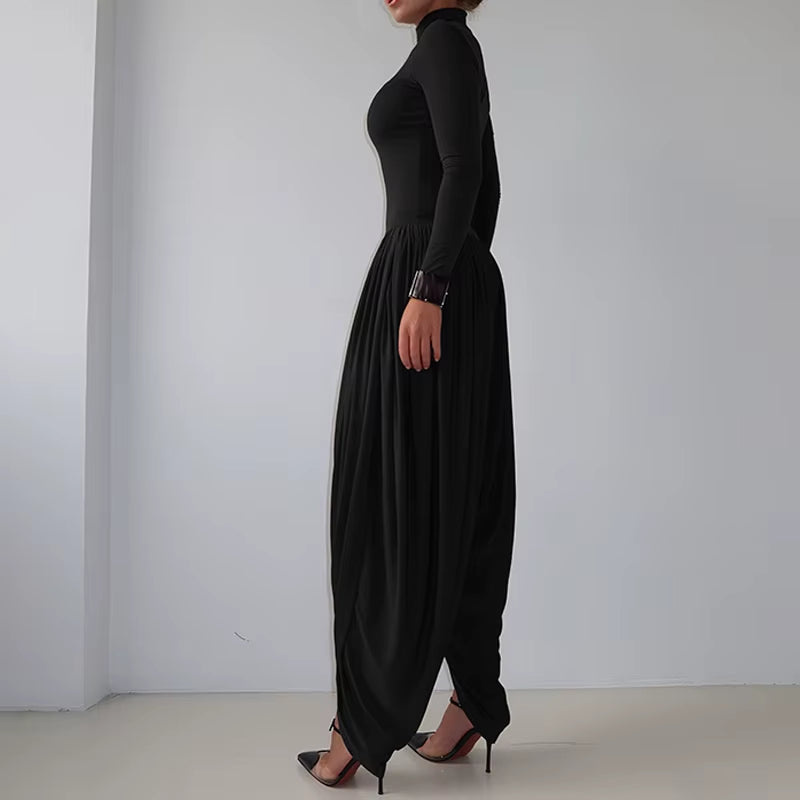 combinaison fluide femme noire profil coupe elegante