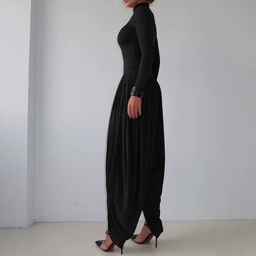 combinaison fluide femme noire profil coupe elegante