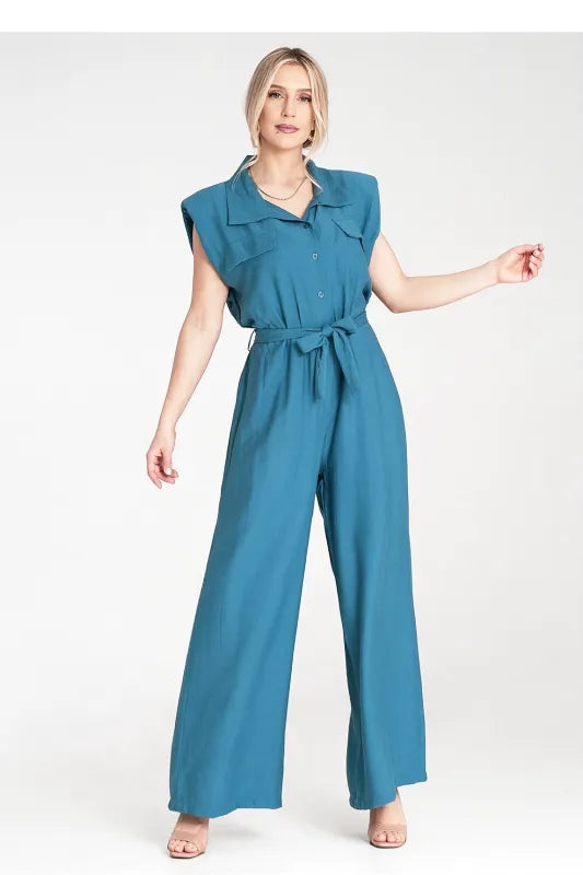 Combinaison femme bleue fluide Matignon coupe large face
