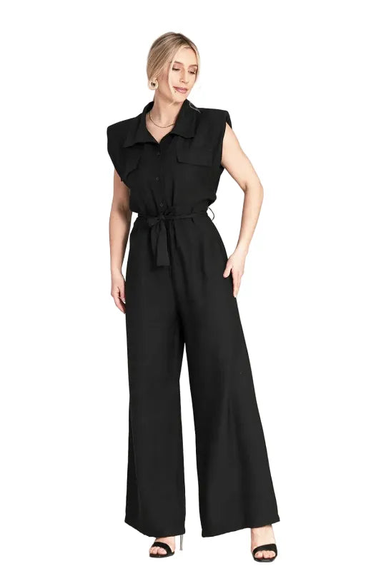 Combinaison femme noire fluide Matignon coupe large face