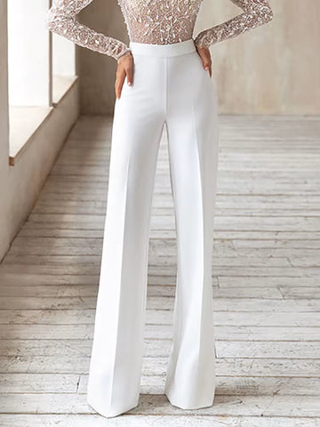 combinaison habillee pour ceremonie femme blanche pantalon fluide elegant