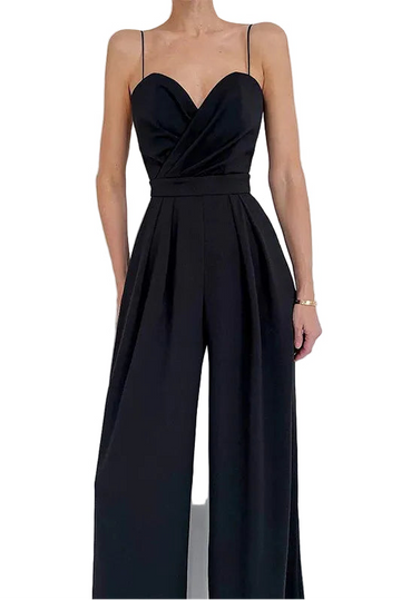 combinaison noire femme chic et elegante Saint-Honore coupe fluide bustier croise
