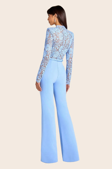 combinaison pantalon dentelle bleu Saint-Germain femme vue arriere silhouette allongee