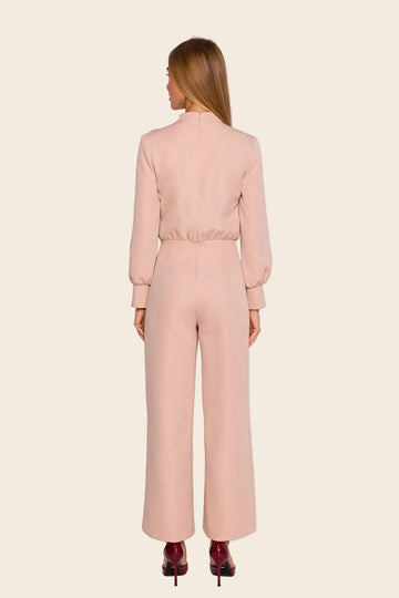 combinaison pantalon femme habillée beige vue dos coupe élégante