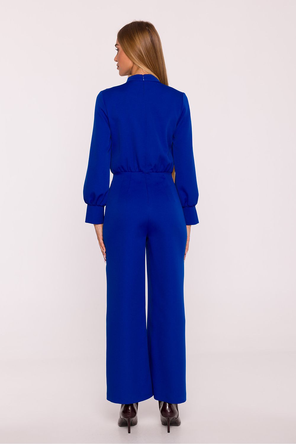 combinaison pantalon femme habillée bleu vue dos coupe fluide