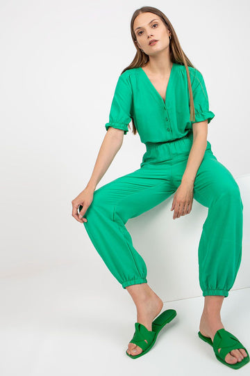 combinaison pantalon manches courtes femme verte tenue complete