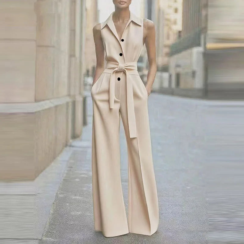 Combinaison pantalon de soirée élégante sans manches – Madeleine