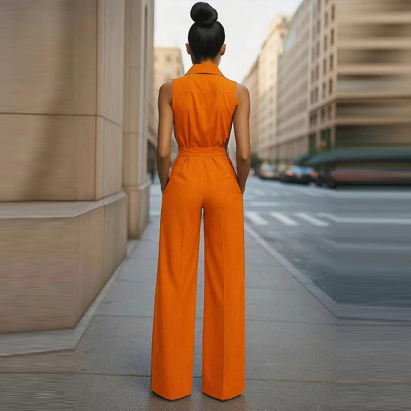 Combinaison pantalon de soirée élégante sans manches – Madeleine