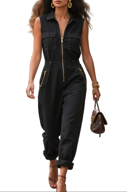 Combinaison Sans Manche - Le Style Cargo Chic Noire