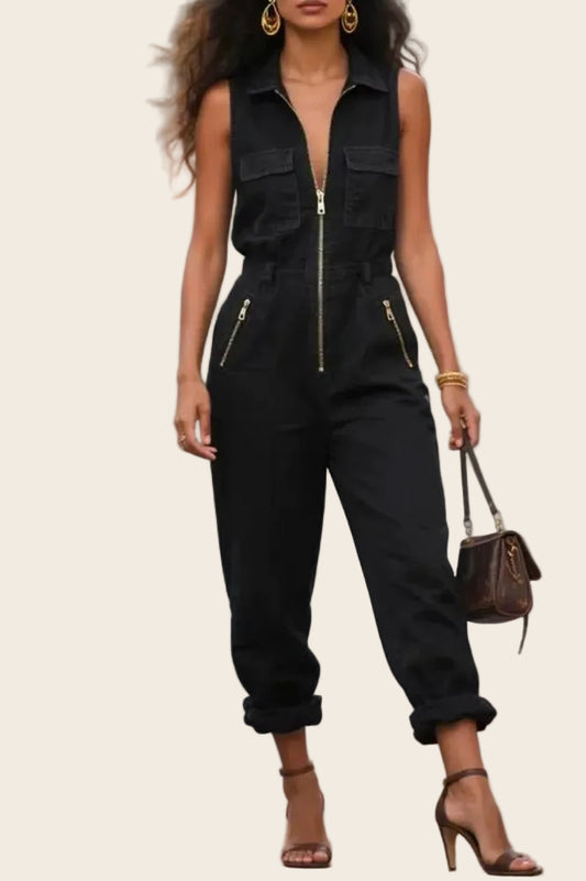 Combinaison Sans Manche - Le Style Cargo Chic Noire
