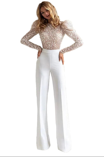 combinaison habillee pour ceremonie femme blanche coupe elegante pantalon large